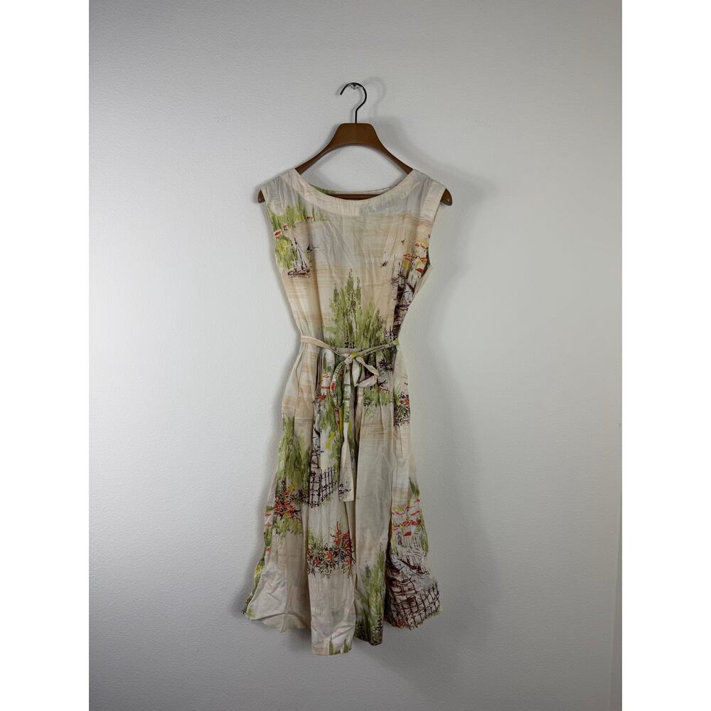 Lazybones scenic boat print belted dress sz XS